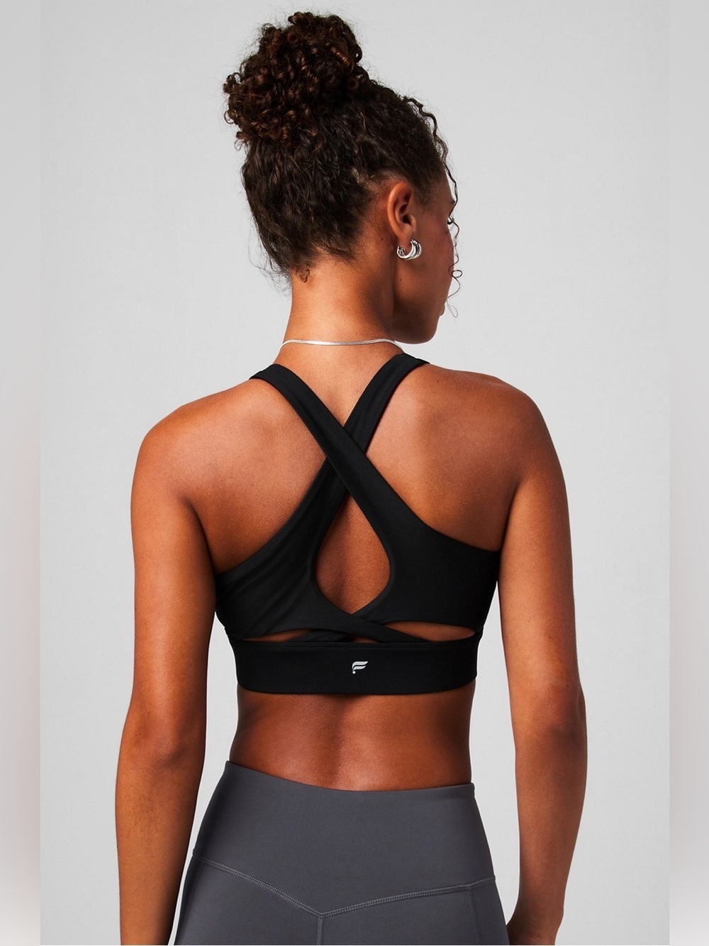 Fabletics Oasis Twist Medium Impact Sports Bra Black Gray Size Large